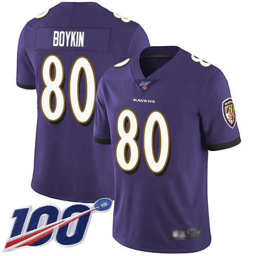 Baltimore Ravens Limited Purple Men Miles Boykin Home Jersey NFL Football 80 100th Season Vapor Untouchable